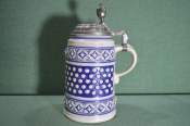Кружка пивная керамическая. Большая, с крышкой. На 1 литр. Керамика. Германия.