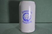 Кружка пивная керамическая. Большая, на 1 литр. Лошадь, Brauerei Goss Deuerling. Керамика. Германия.
