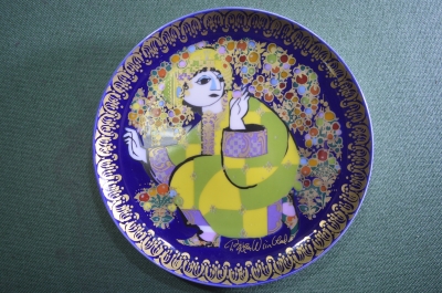Настенная тарелка "Аладдин и волшебная лампа". Aladin. Кобальт, позолота. Rosenthal, Германия. #6