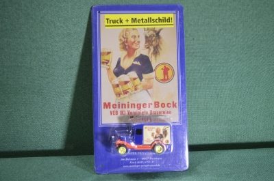 Модель, машинка, фургон. Реклама пива Meininger. Блистер, металлический щит. Германия / Китай