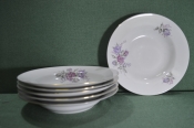 Тарелки фарфоровые. Глубокие, для 1-х блюд, набор 6 штук. Розы. Фарфор, Польша.