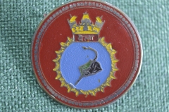 Знак значок "Подводная лодка INS Vela S40". ВМФ. Флот. Тяжелый металл. Индия. 1970е.