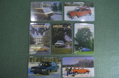 Календарики "Автоэкспорт, Avtoexport". Коллекция, 7 штук. 1978 - 1979 гг. Советский автомобиль. #S2