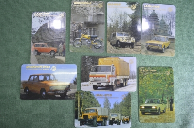 Календарики "Автоэкспорт, Avtoexport 25 лет". Коллекция, 8 штук. 1981 г. Советский автомобиль. #S2
