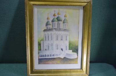 Картина "Храм, собор". Смешаная техника, акварель. Художник Константин Максимов. 
