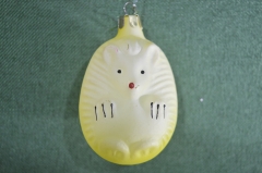 Елочная игрушка "Ёж, ежик". Желтый. Стекло, подвес.