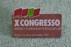 Знак значок "XI конгресс Коммунистическая партия Португалии PCP". 1983 год.