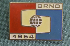 Знак значок "Брно". Тяжелый металл. Эмаль. Чехословакия. 1964 год.