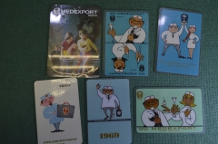 Календарики подборка "Медэкспорт, Medexport" (6 штук). Медицина. Календарь карманный, СССР.