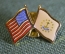 Знак, значок "Флаг США и штата Род-Айленд. United State and Rhode Island Flag". Цанга.