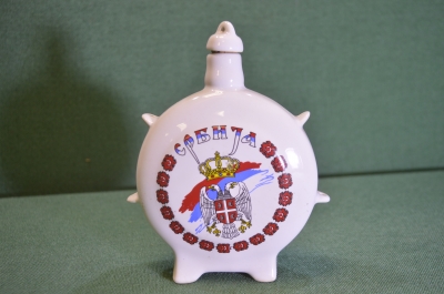 Фляга фляжка фарфоровая "Сербия Герб". Фарфор. 