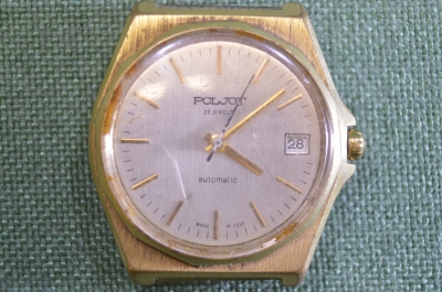 Часы мужские наручные Полет, Poljot automatic, 23 камня. Календарь. Позолота AU 5. Рабочие.