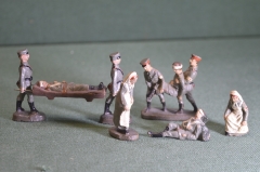 Солдатики Лазарет Медсестра Раненый. Медперсонал. Рейх. Набор 7 шт. Elastolin. Германия. 1930е.