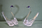 Салфетницы «Лебеди, лебедь». Цветное стекло.