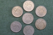 Монеты 25 эре периода 1944 - 1950 гг., Швеция. Серебро. Подборка, 7 штук.