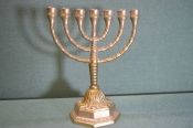 Подсвечник еврейский. Минора, менора. Средний, на 7 свечей. Евреи, иудаизм. Металл. #2