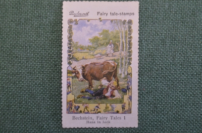 Марка, вкладыш "Счастливый Ганс". Bechstein Fairy tales 1 stamps, реклама сигарет Piedmont. 1910-е