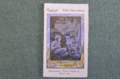 Марка, вкладыш "Волшебный колпак". Bechstein Fairy tales 4 stamps, реклама сигарет Piedmont. 1910-е