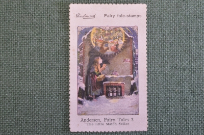 Марка, вкладыш "Маленький продавец спичек" Fairy tales 4 stamps, реклама сигарет Piedmont. 1910-е гг
