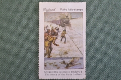 Марка, вкладыш "Вокруг света за 80 дней". Fairy tales 4 stamps, реклама сигарет Piedmont. 1910-е гг