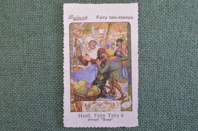 Марка, вкладыш "Карлик Нос". Hauff Fairy tales 4 stamps, реклама сигарет Piedmont. 1910-е