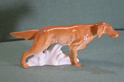Статуэтка фарфоровая "Собака Сеттер". Фарфор. Охота. ЛФЗ. СССР. #U