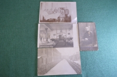 Фотография визитка "Первый Железнодорожный Полк". Комплект 4 шт. Знак, погоны. Царская Россия.