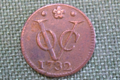 Монета 1 дьют дуит дьюит 1732 года. Нидерландская Ост Индия. Голландия.