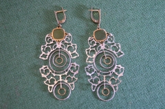 Серьги дизайнерские ажурные. Данте. Dante. Серебро 925 проба. Италия. #U