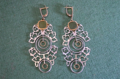 Серьги дизайнерские ажурные. Данте. Dante. Серебро 925 проба. Италия. 