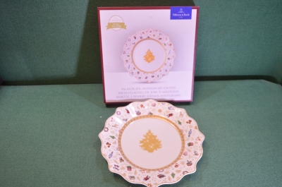 Тарелка салатная новогодняя фарфоровая. Блюдо. Игрушки. Villeroy Boch. Фарфор. Коробка. #U