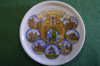 Блюдце, тарелочка фарфоровая "Ганновер, Hannover". Город, достопримечательности. Фарфор. #1