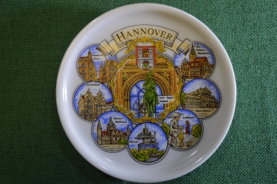 Блюдце, тарелочка фарфоровая "Ганновер, Hannover". Город, достопримечательности. Фарфор. #2