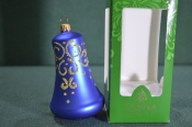 Елочная игрушка из стекла, колокольчик 