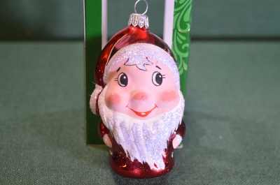 Елочная игрушка из стекла "Домовенок, Домовой". Фигурка, красная. Стекло. Клин, Объединение "Елочка"