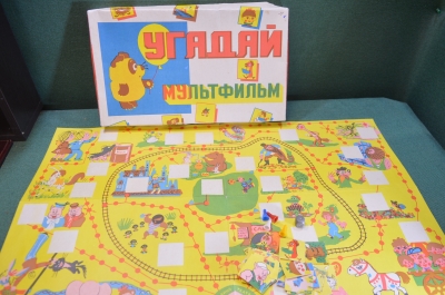 Игра настольная "Угадай Мультфильм". Коробка. СССР.