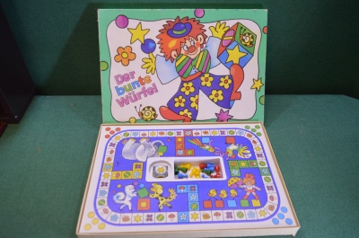 Игра настольная "Пестрый кубик Der bunte Würfel". Коробка. ГДР. Германия.