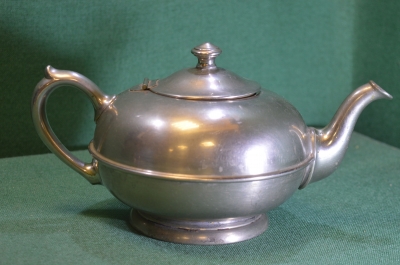 Чайник старинный интерьерный. Металл. Никелировка. Клеймо. Великобритания. Начало 20 века. #U