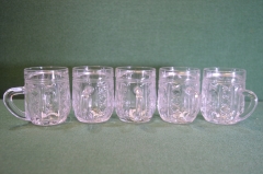 Кружки маленькие, кружечки стеклянные. Стекло. СССР. Лот 5 штук.