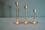 Подсвечники латунные (3 штуки). Разборные. Латунь. Высота 10, 12 и 15 см.