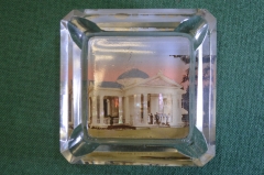 Пепельница старинная "Кисловодск. Источник №4". Стекло. Роспись. Дарственная. Царская Россия. 1912.