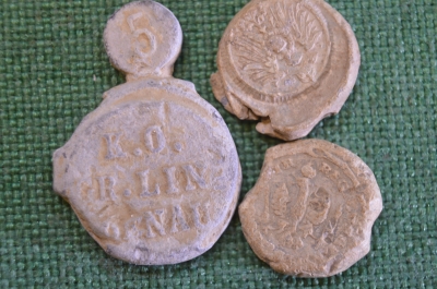 Пломбы старинные. Набор 3 шт. Гербы. Восточная Пруссия. Германия. 