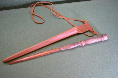 Волшебная палочка Гарри Поттера, Хогвартс. Дерево, ручная работа, кожаный чехол.