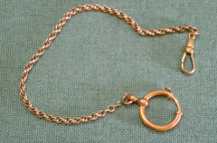 Цепочка, шатлен с карабином. Для часов. Желтый металл. 