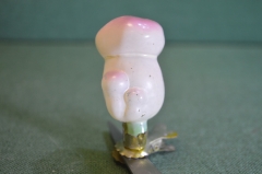 Игрушка елочная новогодняя "Гриб, грибок, грибы". Стекло, прищепка. СССР. #6