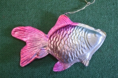 Елочная игрушка "Рыба, рыбка пузатая". Картонаж, фольга. СССР 