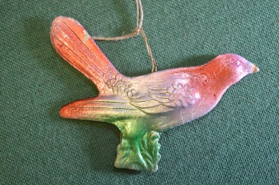 Елочная игрушка "Птица, птичка". Картонаж, фольга. СССР 