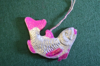 Елочная игрушка "Рыба, рыбка". Картонаж, фольга. СССР #2