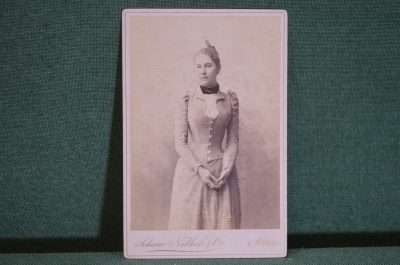 Фотография старинная "Девушка в платье с вырезом". Шерер, Набгольц. Москва.