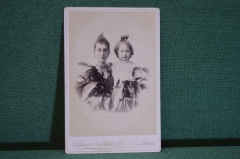 Фотография старинная "Женщина и девочка". Шерер, Набгольц. Москва. 1892 год.